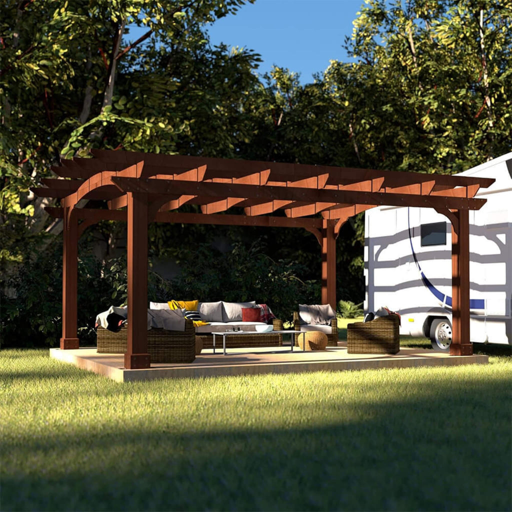 Alora 12x14 FT Cedar Wood Gazebo Pergola with Arched Roof – All-Season Outdoor Patio Shelter