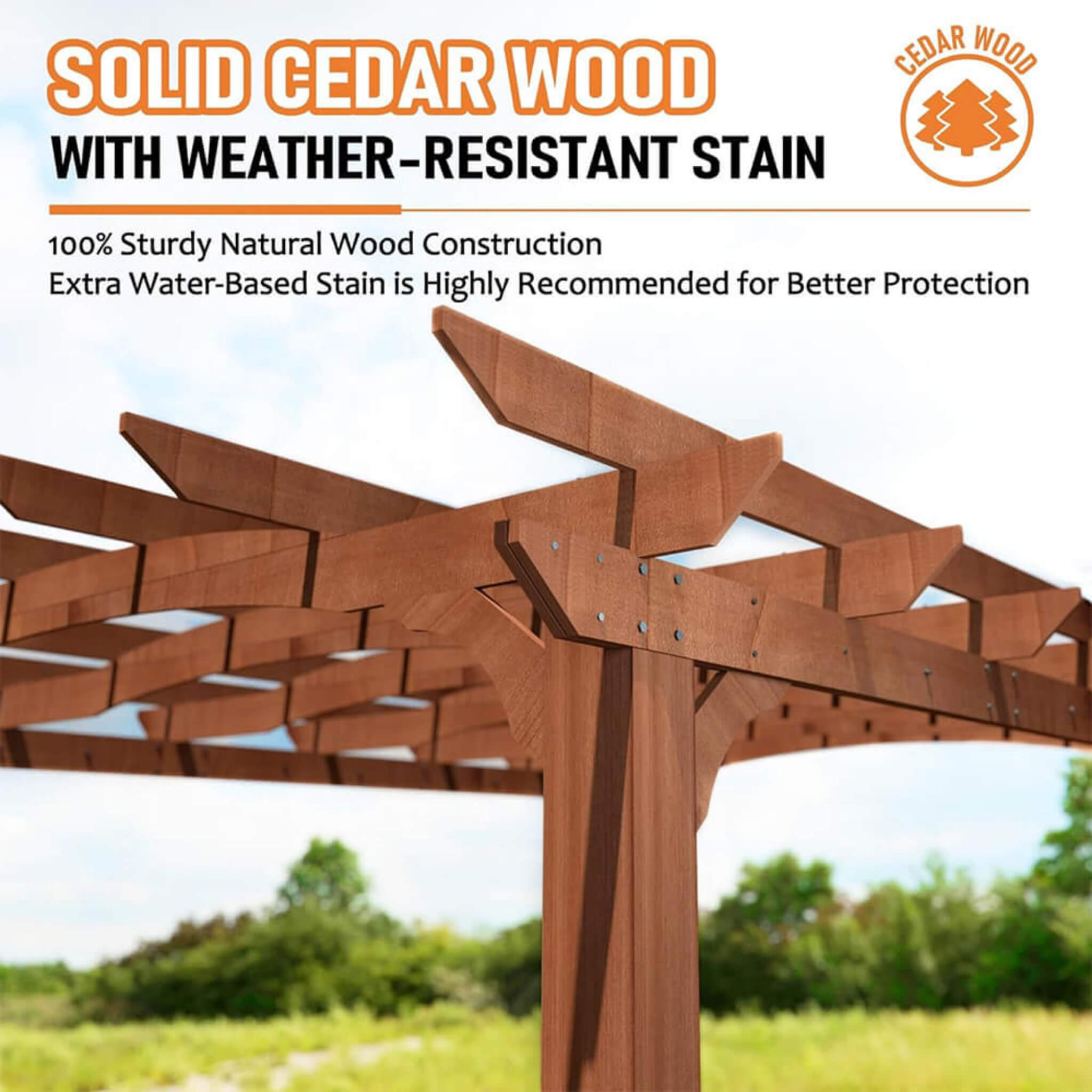 Alora 12x14 FT Cedar Wood Gazebo Pergola with Arched Roof – All-Season Outdoor Patio Shelter