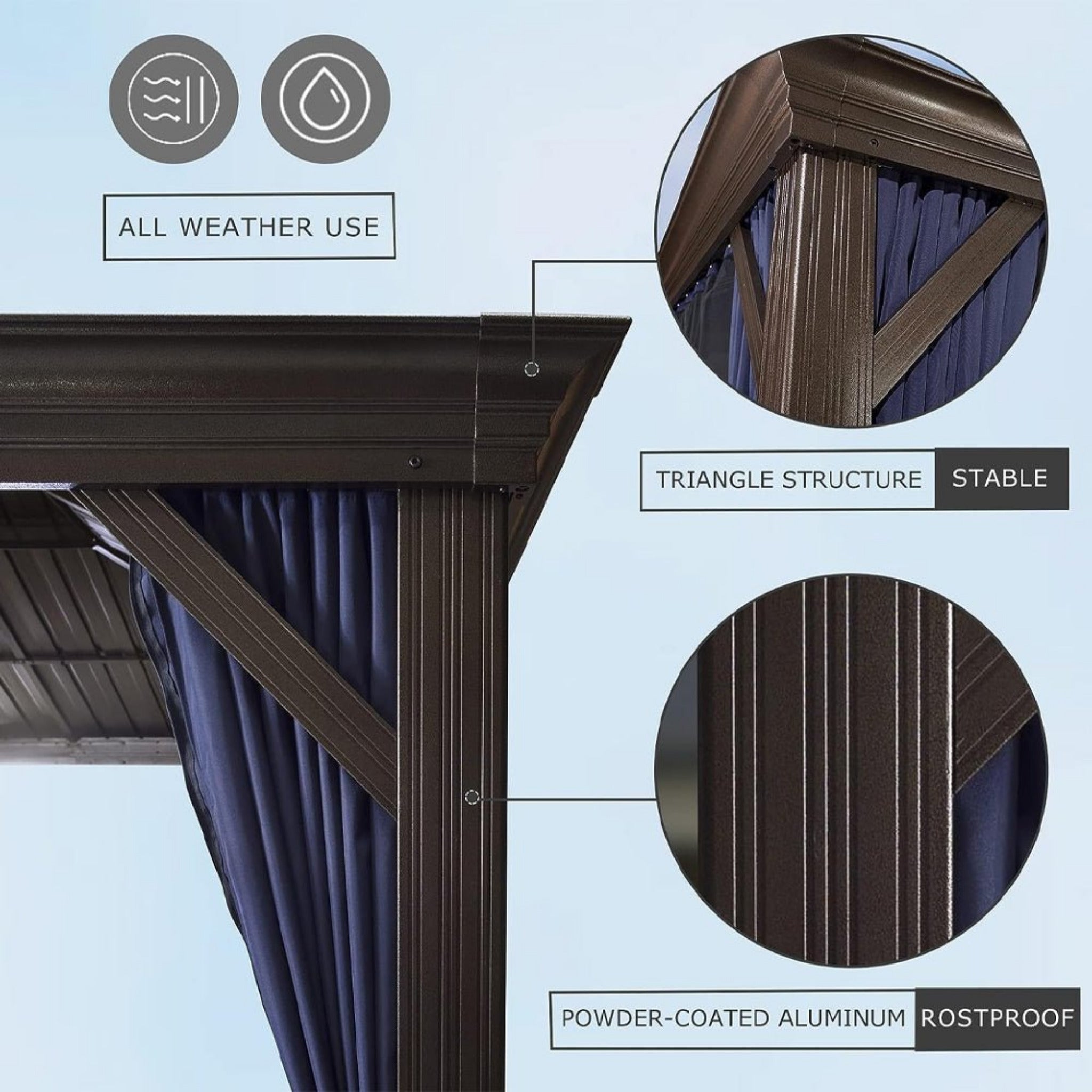 12x20 FT Heavy-Duty Gazebo – Hardtop Outdoor Shelter with Curtains & Netting