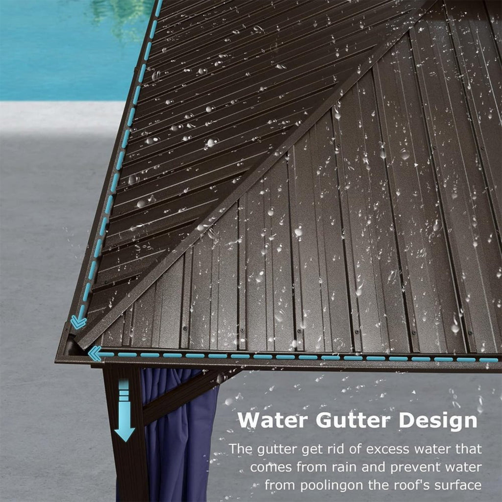 12x20 FT Heavy-Duty Gazebo – Hardtop Outdoor Shelter with Curtains & Netting