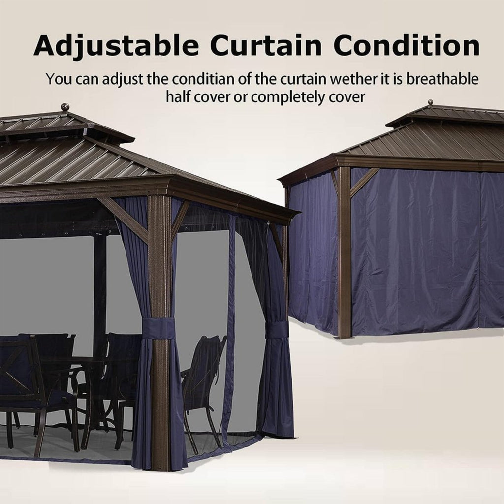 12x20 FT Heavy-Duty Gazebo – Hardtop Outdoor Shelter with Curtains & Netting