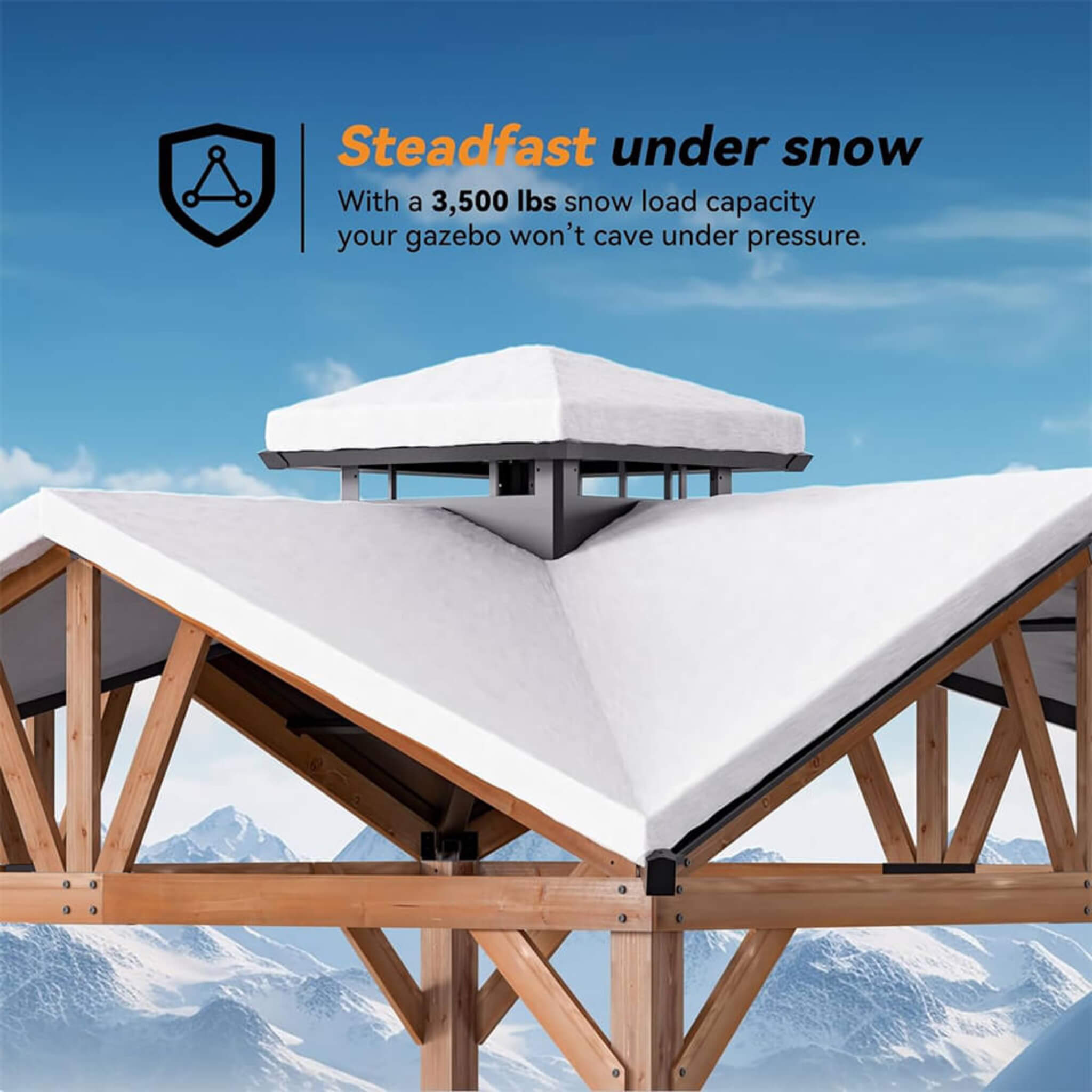 Alora 12x12 FT Premium Hardtop Gazebo – Cedar Wood Outdoor Patio Shelter with Steel Roof