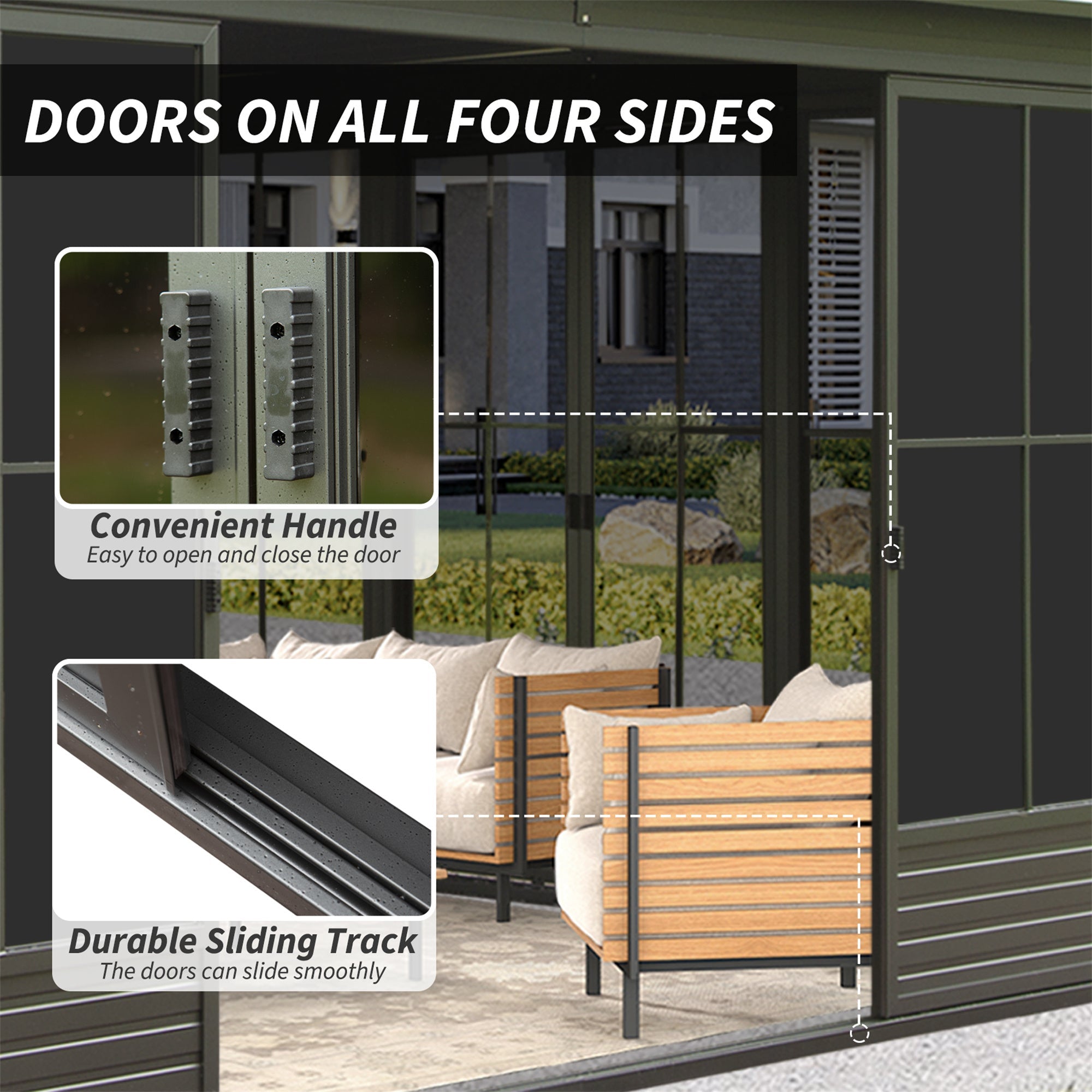 12x14 FT Premium All-Weather Sunroom – Aluminum Outdoor Enclosure with Lockable Doors