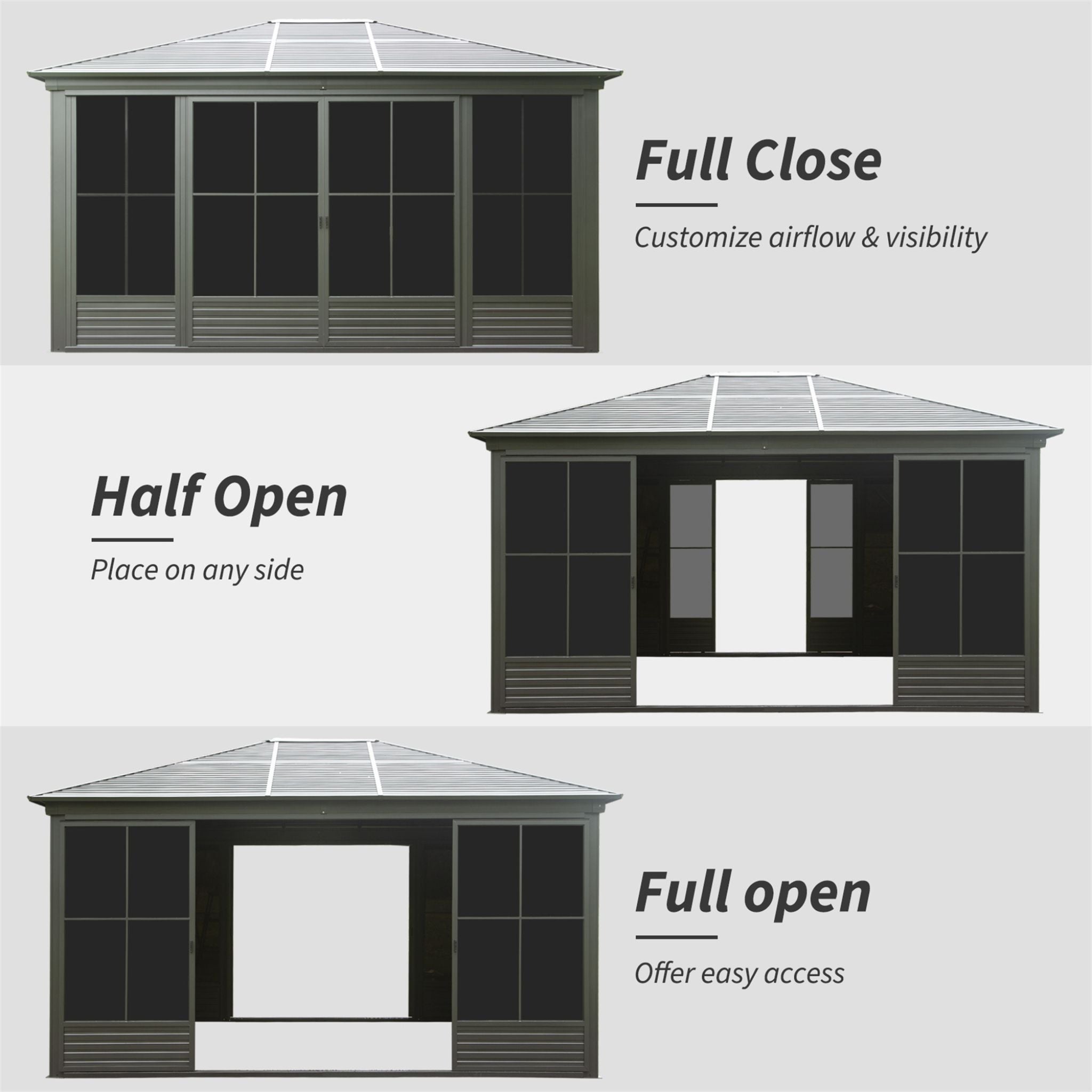 12x14 FT Premium All-Weather Sunroom – Aluminum Outdoor Enclosure with Lockable Doors