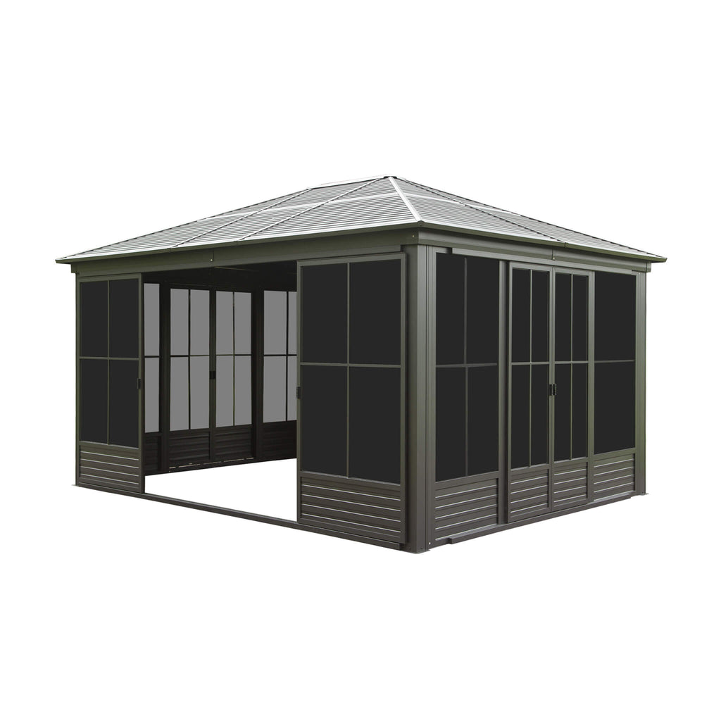 12x14 FT Premium All-Weather Sunroom – Aluminum Outdoor Enclosure with Lockable Doors