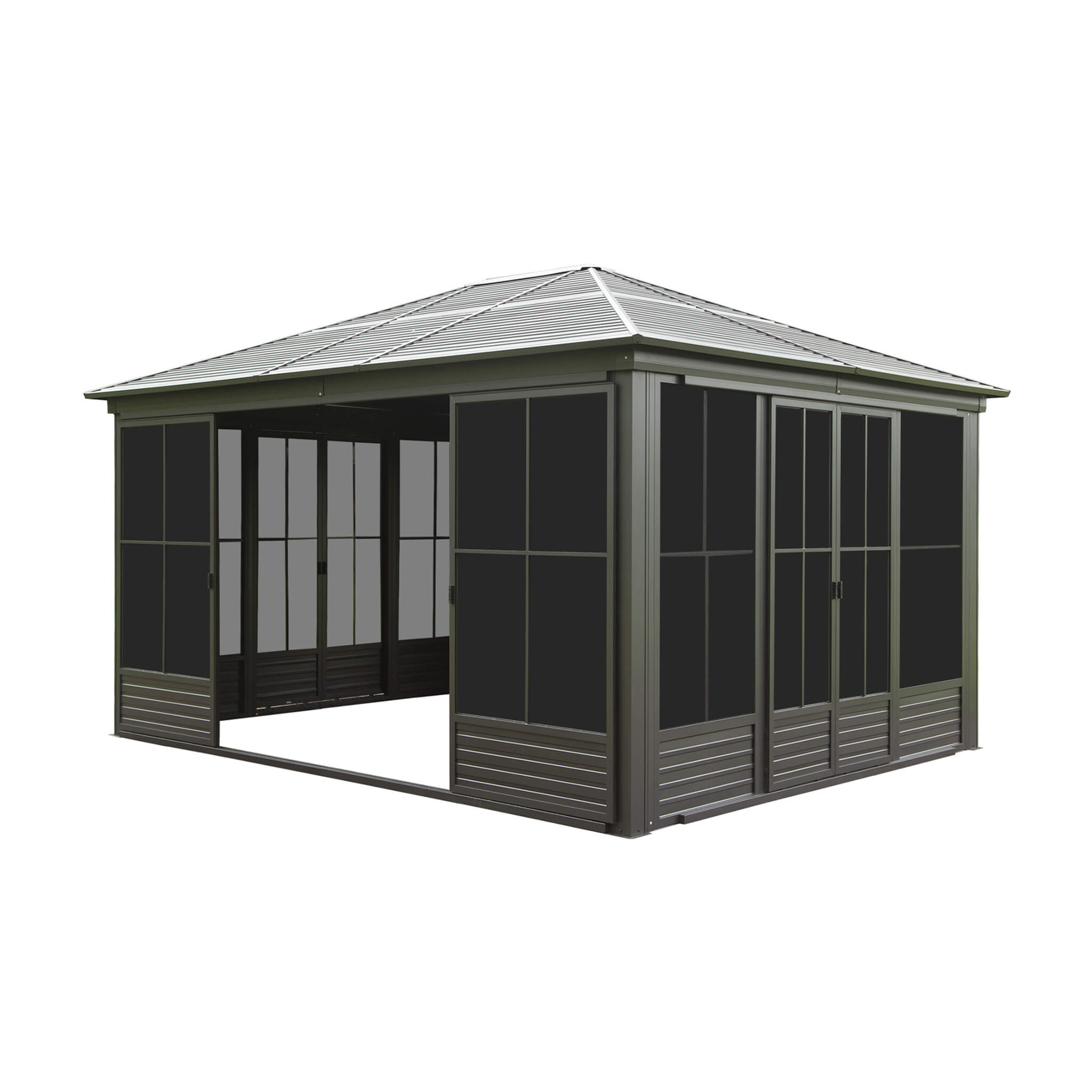 12x14 FT Premium All-Weather Sunroom – Aluminum Outdoor Enclosure with Lockable Doors