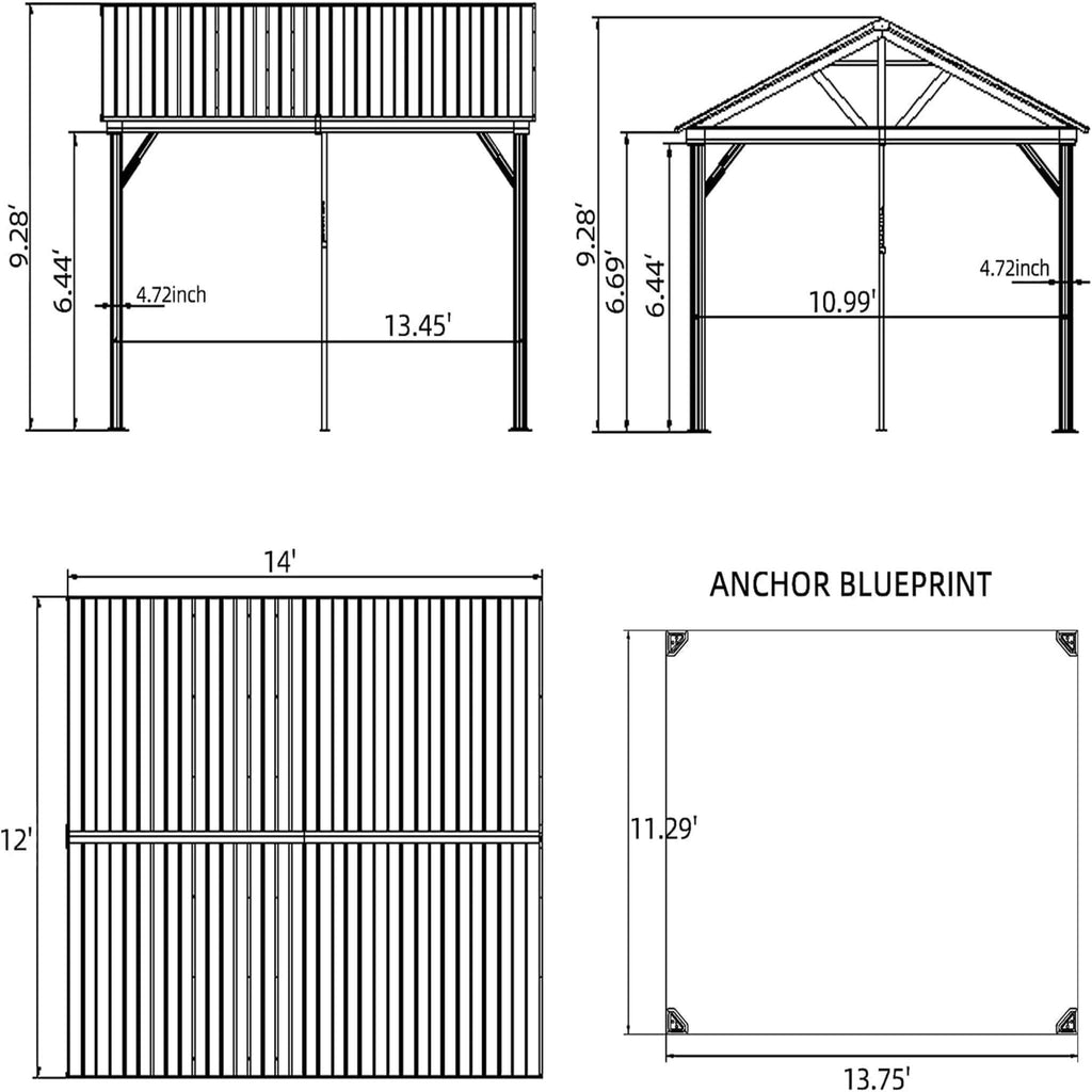 Alora 12x14 FT Hardtop All-Weather Outdoor Gazebo