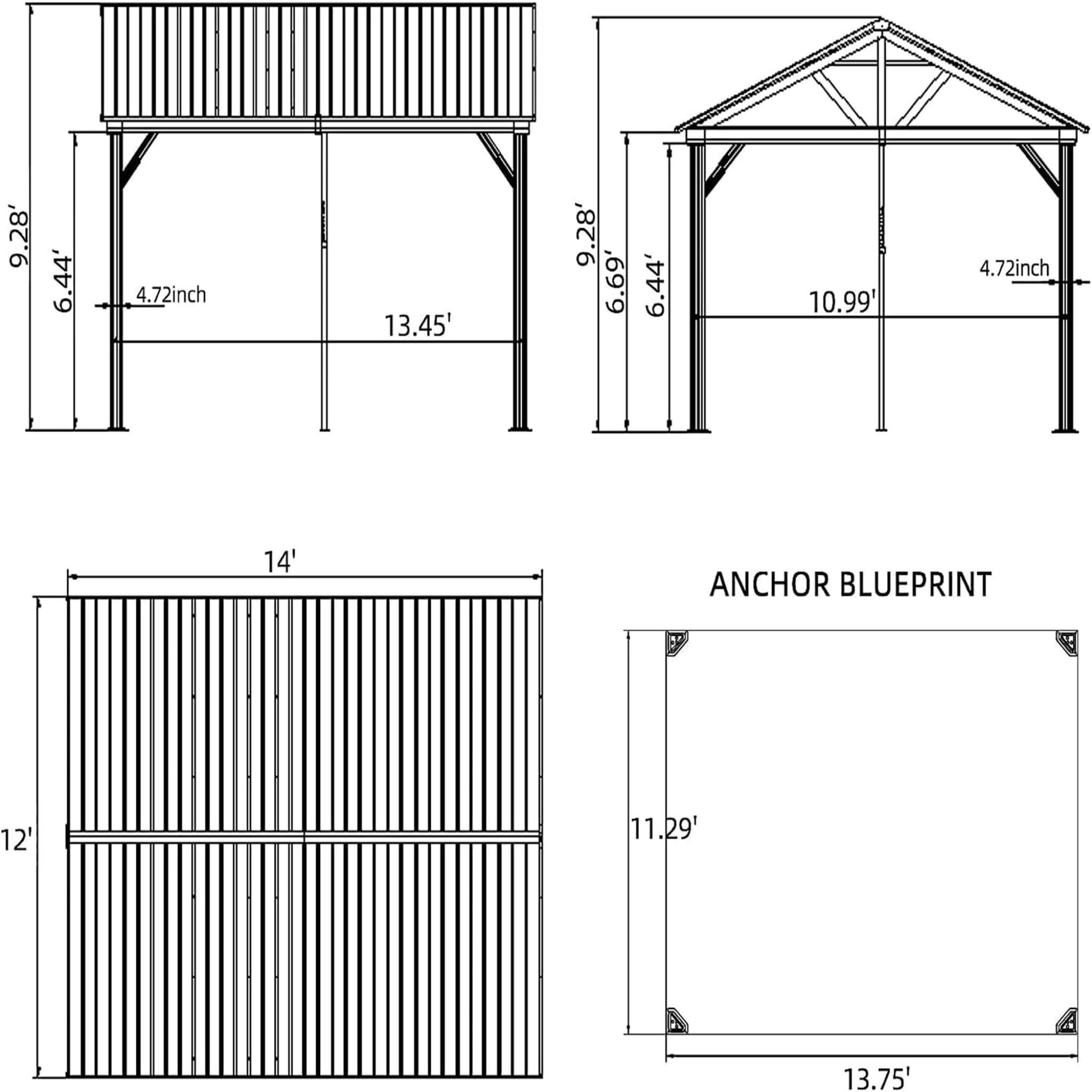 Alora 12x14 FT Hardtop All-Weather Outdoor Gazebo
