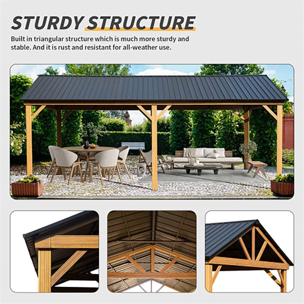 12x20 FT Heavy-Duty Hardtop Gazebo – Double Roof Steel Pergola for Patio & Backyard