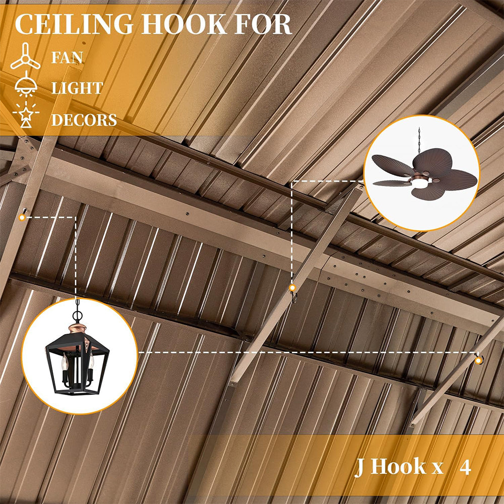 14x24 FT Heavy-Duty Gazebo – Double Roof Hardtop with Aluminum Frame, Curtains & Netting