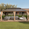 14x24 FT Heavy-Duty Gazebo – Double Roof Hardtop with Aluminum Frame, Curtains & Netting