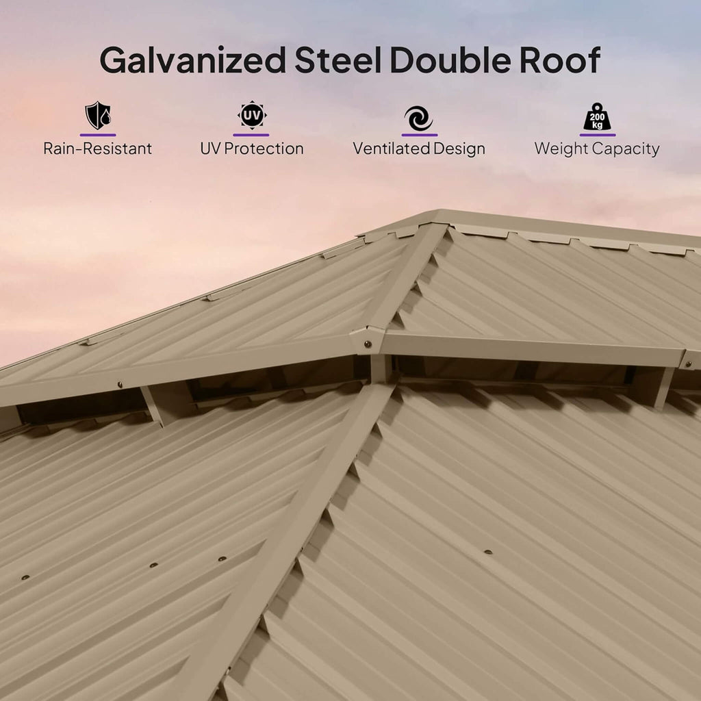 14x28 FT Extra Large Hardtop Gazebo – Heavy-Duty Aluminum Frame with Galvanized Steel Double Roof Outdoor Shelter