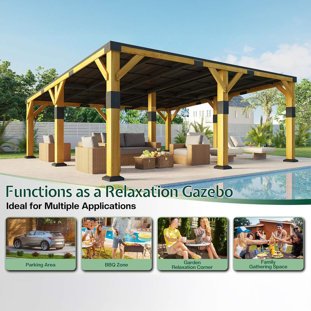 20x20 FT Alora Heavy-Duty Carport – Cedar Frame & Galvanized Steel Roof for All-Weather Protection