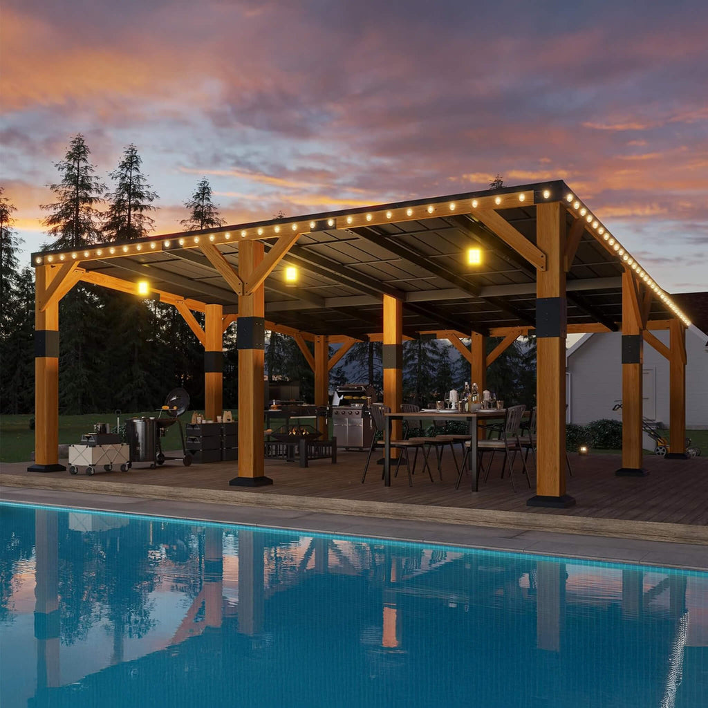 20x20 FT Alora Heavy-Duty Carport – Cedar Frame & Galvanized Steel Roof for All-Weather Protection