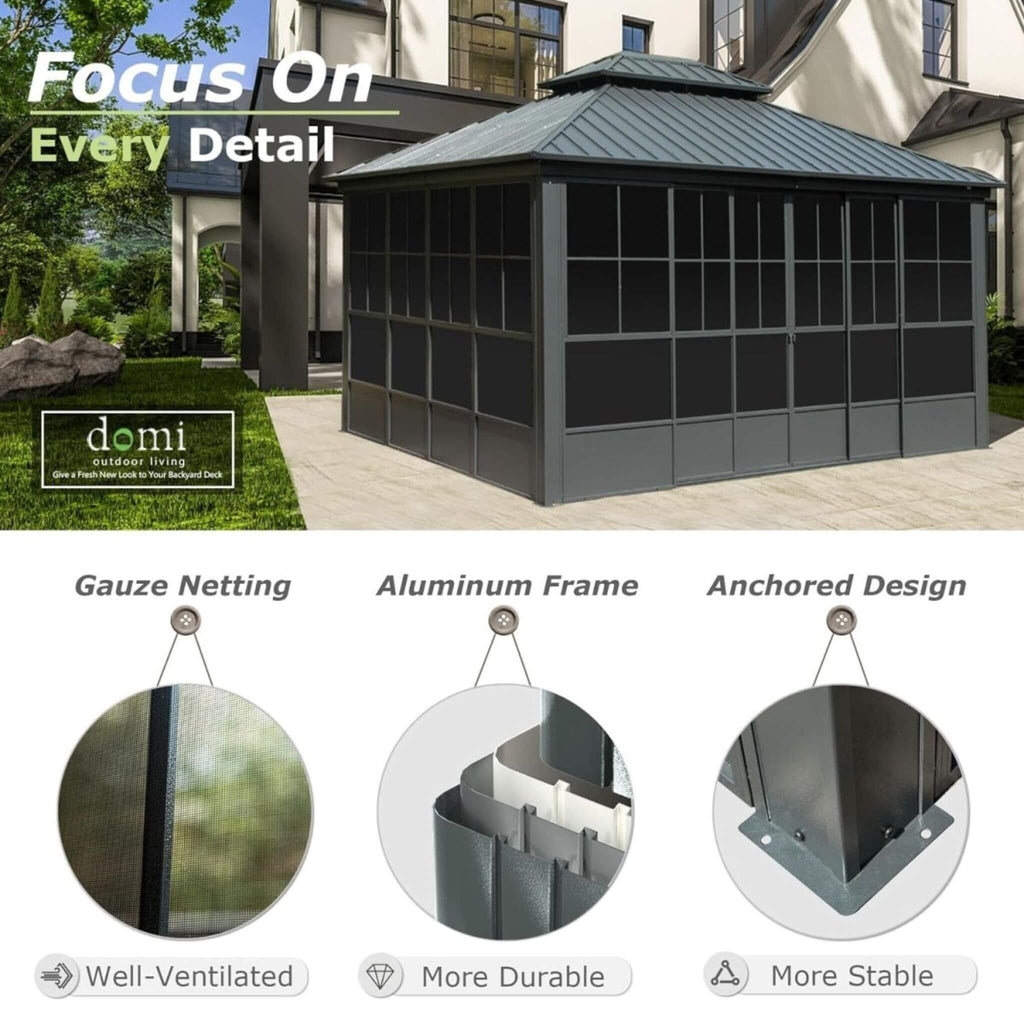 12x14 FT All-Season Sunroom – Aluminum Outdoor Enclosure with Double Roof