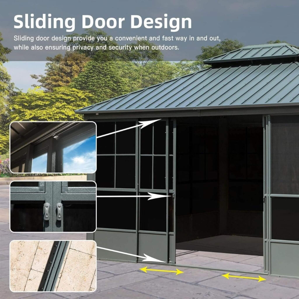 12x14 FT All-Season Sunroom – Aluminum Outdoor Enclosure with Double Roof