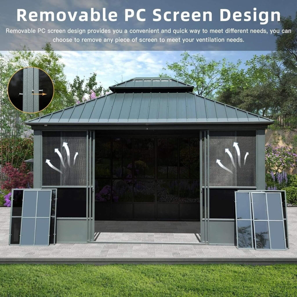 12x14 FT All-Season Sunroom – Aluminum Outdoor Enclosure with Double Roof