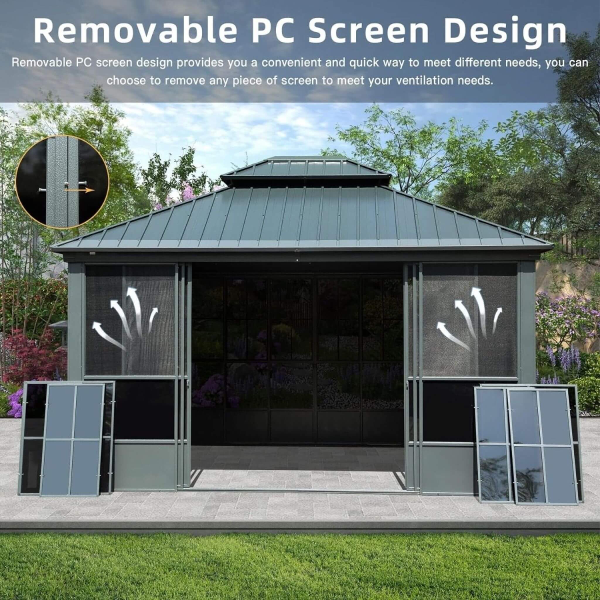 12x14 FT All-Season Sunroom – Aluminum Outdoor Enclosure with Double Roof